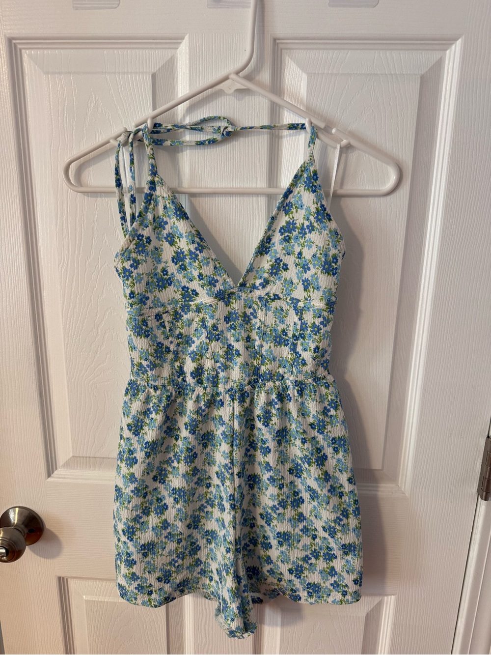 Bershka Floral Blue & White Romper